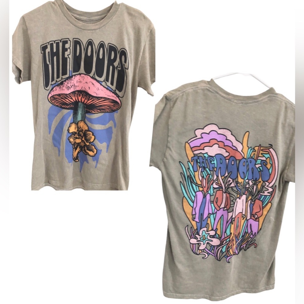 The Doors graphic print gray taupe classic vintage rock t-shirt size small new‎